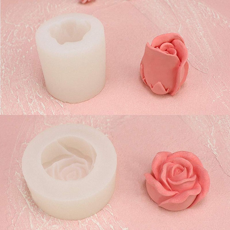 HiParty 2Pcs/Set 3D Rose Flower Candle Molds, Rose Shaped Craft Art Silicone Mold for Fondant Cake Decoration Making Beeswax Candle Handmade Soap Lotion Bar Crayon Wax Plaster - Image 3